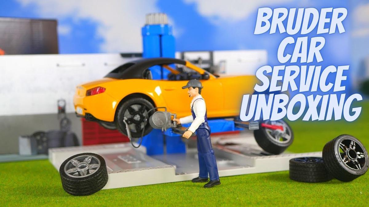 'Video thumbnail for Bruder Bworld Car Service Mechanic Shop 62110 Unboxing'
