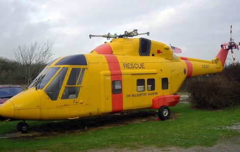 Yellow Rescue Helicopter pictured at the Helicopter Museum